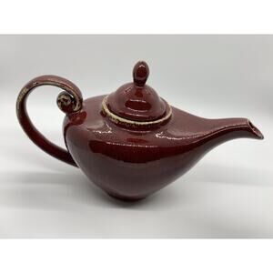 Pier 1 Imports Aladdin Teapot w/Lid Earthenware Rustic Red Holds 2 Cups